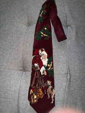 Vintage 1996 Saturday Evening Post Santa Christmas 100% Silk Tie Made Canada